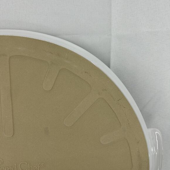 Pampered Chef 15" White Large Round Pizza Stone w/ Handles 1379 - Picture 11 of 15